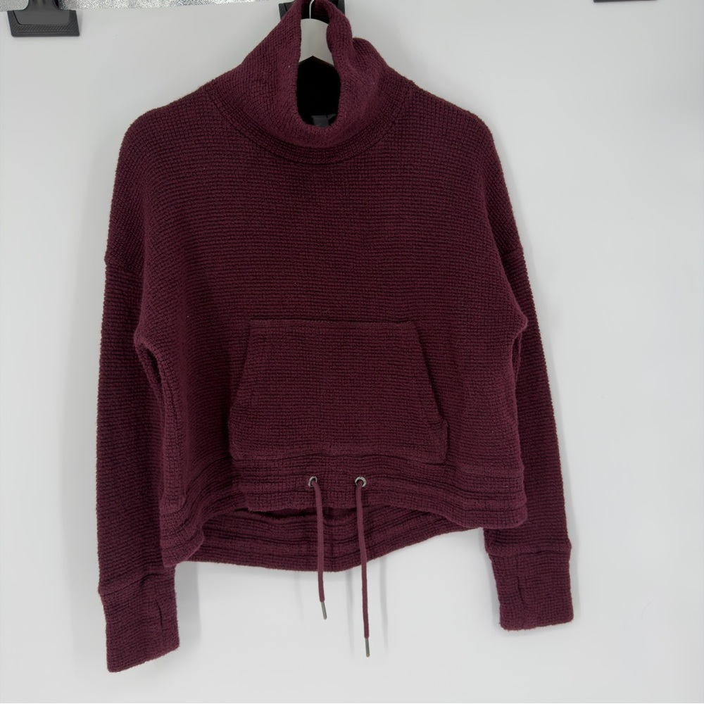 Sweaty Betty Restful Boucle Cowl Neck Burgundy Sweatshirt Small